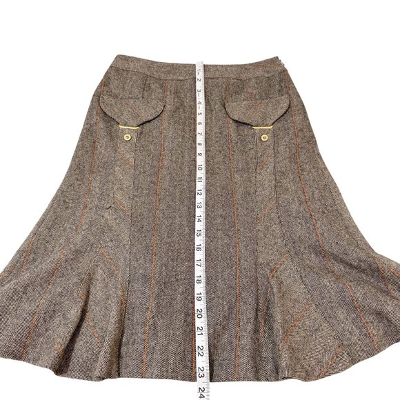 Les Copains Blue Womens Gray Wool Blend Fit and Flare Tweed Knee Length Skirt 38 - Picture 6 of 8